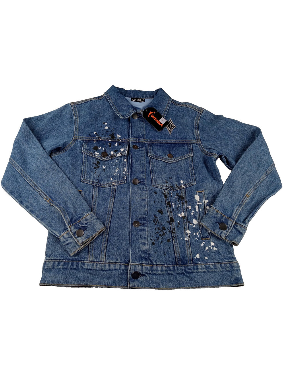 FISLL Las Vegas Aces Denim Jacket Womens Small WNBA A'ja Wilson 22 Splatter S